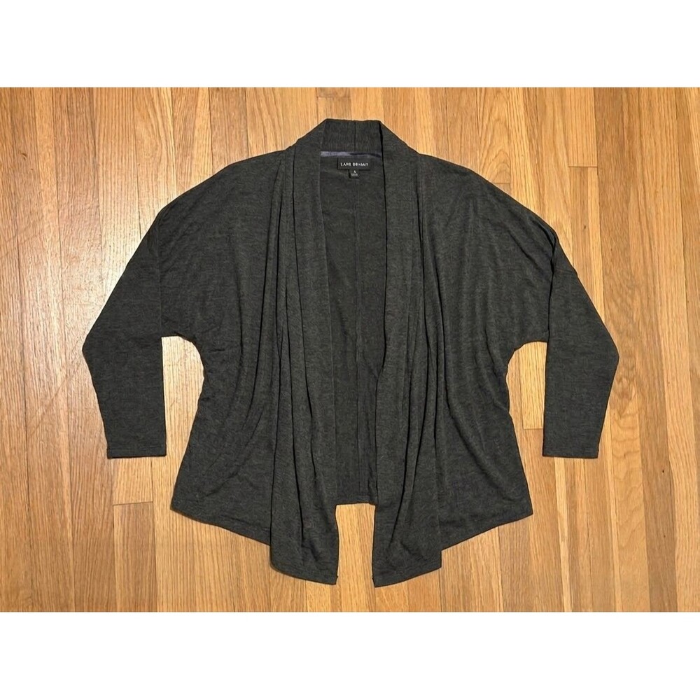 Lane Bryant Women’s Charcoal Gray Draped Open Front Cardigan Sweater Size 18/20